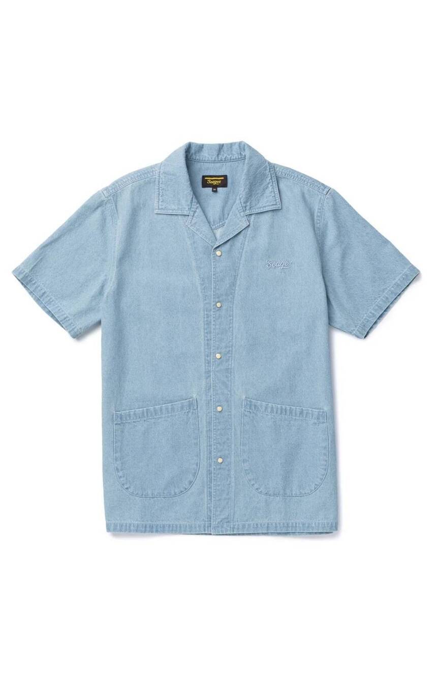 NEW SEAGER CO. men's southpaw whippersnapper shirt in light indigo